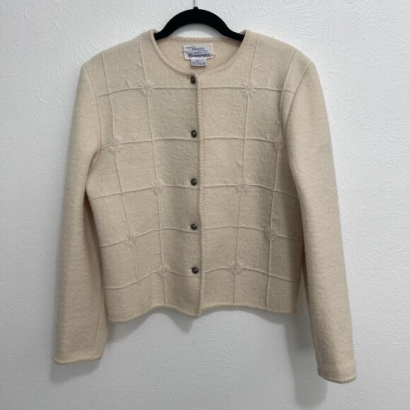 VTG Deans Of Scotland Trimingham's Bermuda Size L Beige Blazer Jacket  100% Wool - Picture 1 of 9